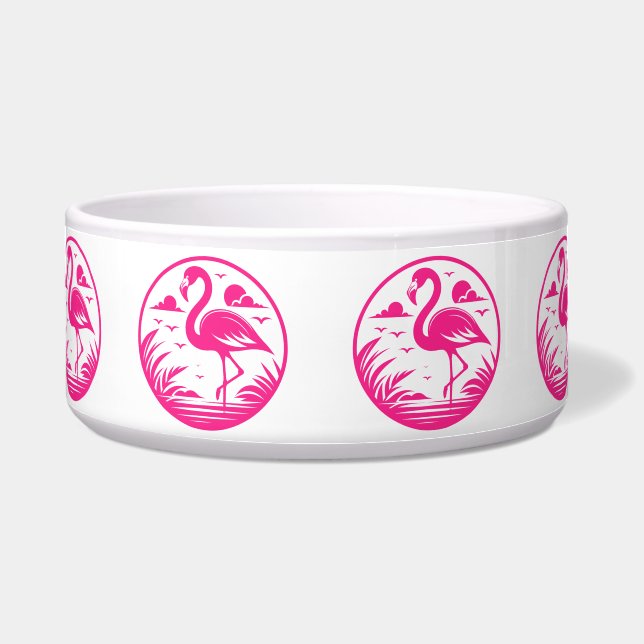 Pink Flamingo Summer Circle Design-68730 ボウル (正面)