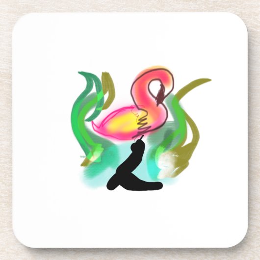 pink flamingo summer flame  コースター (正面)