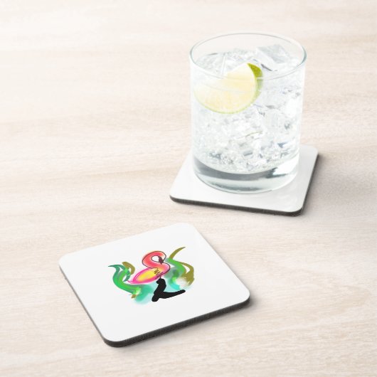 pink flamingo summer flame  コースター (右側)