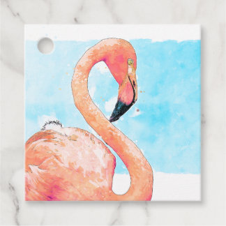 Pink Flamingo Summer Party Favor Tag フェイバータグ