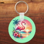 Pink Flamingo Sunset Clipart-93938 キーホルダー (裏面)