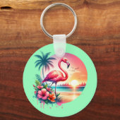 Pink Flamingo Sunset Clipart-93938 キーホルダー (正面)