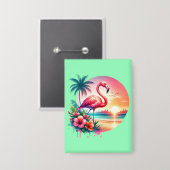 Pink Flamingo Sunset Clipart-93938 缶バッジ (正面/裏面)