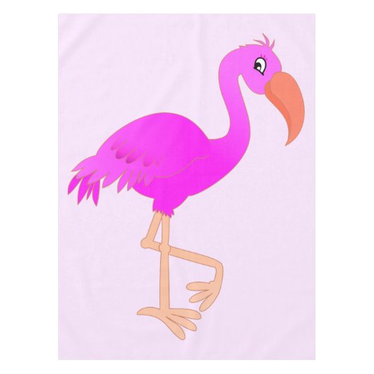 Pink Flamingo Tablecloth Happy テーブルクロス (正面)