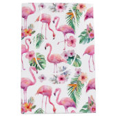 Pink Flamingo Tropical Baby Shower Gift Bag ミディアムペーパーバッグ (正面)