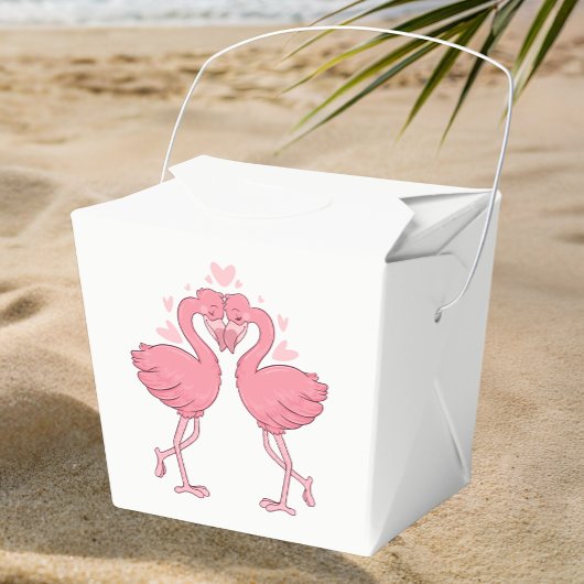Pink Flamingo Tropical Beach Hawaiian Wedding フェイバーボックス