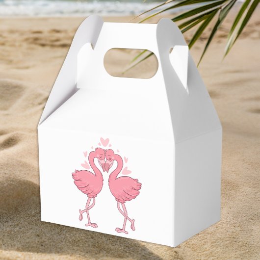Pink Flamingo Tropical Beach Hawaiian Wedding フェイバーボックス