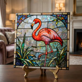 Pink Flamingo Tropical Faux Stained Glass Mosaic タイル