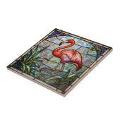 Pink Flamingo Tropical Faux Stained Glass Mosaic タイル (側面)