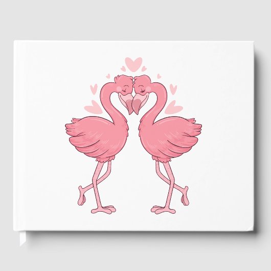 Pink Flamingo Tropical Hawaiian Beach Wedding ゲストブック (正面)