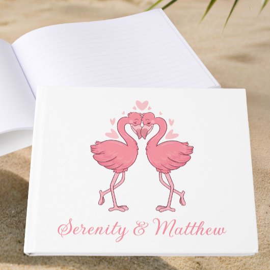Pink Flamingo Tropical Hawaiian Beach Wedding ゲストブック