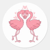 Pink Flamingo Tropical Hawaiian Beach Wedding ラウンドシール (正面)