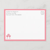 Pink Flamingo Tropical Hawaiian Beach Wedding RSVP ポストカード (裏面)