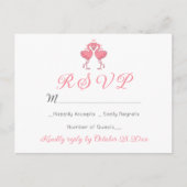 Pink Flamingo Tropical Hawaiian Beach Wedding RSVP ポストカード (正面)