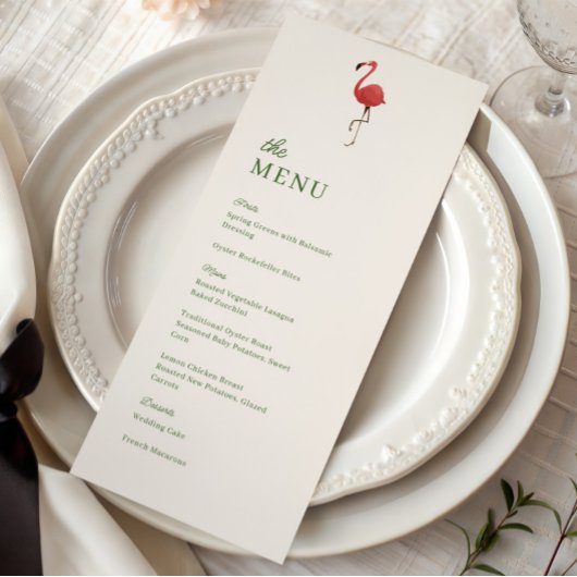 Pink Flamingo Tropics Coastal Wedding Dinner メニュー