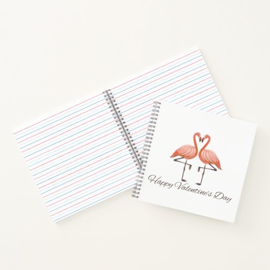 Pink Flamingo Valentine's Mug – Whimsical Romantic ノートブック (内部)