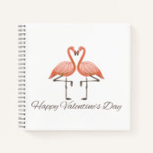 Pink Flamingo Valentine's Mug – Whimsical Romantic ノートブック (正面)