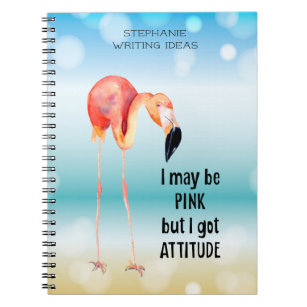 Pink Flamingo with Attitude《写真》ぼけ味ビーチ作家 ノートブック
