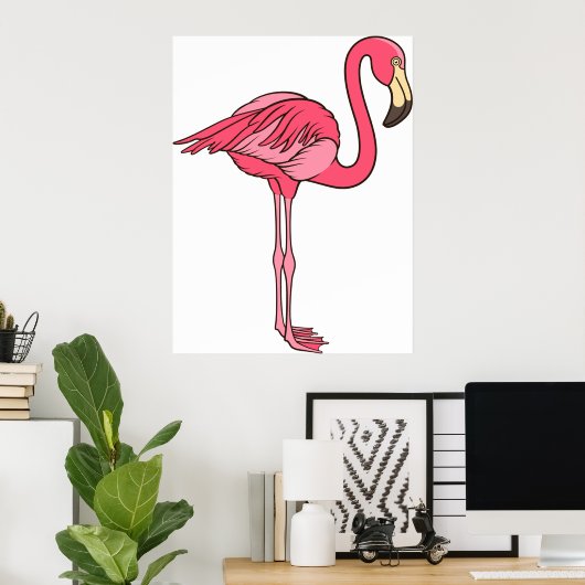 Pink Flamingo With Long Legs ポスター (ホームオフィス)