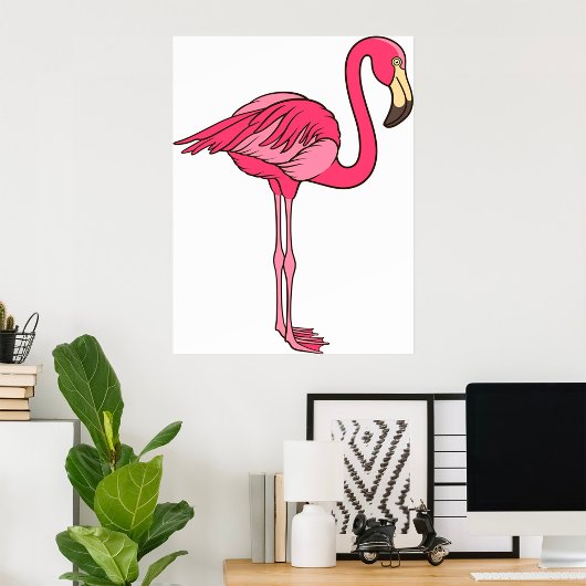Pink Flamingo With Long Legs ポスター