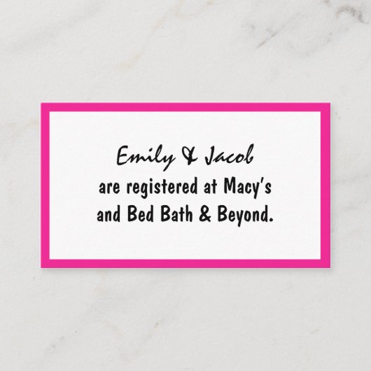 Pink Flamingosレジストリ挿入カード エンクロージャーカード (正面)