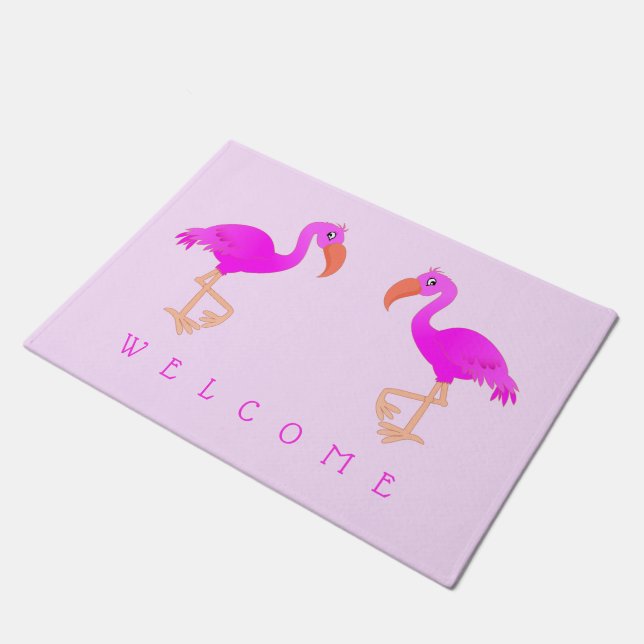 Pink Flamingos Doormat – ようこそ – あなたの色 ドアマット (アングル)