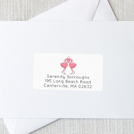 Pink Flamingos Hawaiian Tropical Beach Wedding ラベル