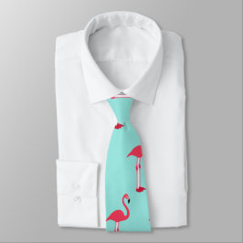 Pink Flamingos Neck Tie in Mint Green - HAMbWG ネクタイ