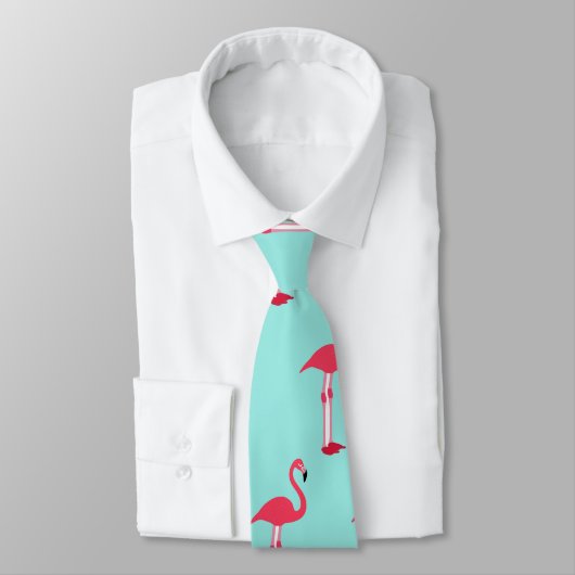 Pink Flamingos Neck Tie in Mint Green - HAMbWG ネクタイ (タイ)