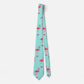 Pink Flamingos Neck Tie in Mint Green - HAMbWG ネクタイ (正面)