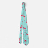 Pink Flamingos Neck Tie in Mint Green - HAMbWG ネクタイ (裏面)