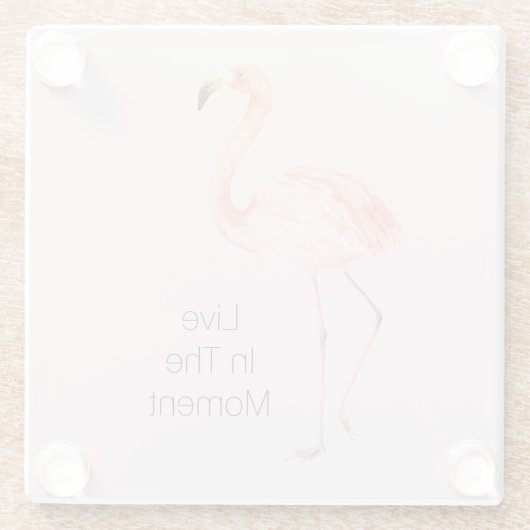 Pink Flamingos Personalized  ガラスコースター (裏面)
