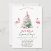 Pink Flamingos Pine Tree Holiday Open House  招待状 (正面)