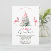 Pink Flamingos Pine Tree Holiday Open House  招待状 (スタンド正面)