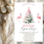 Pink Flamingos Pine Tree Holiday Open House  招待状