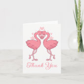 Pink Flamingos Tropical Beach Wedding Thank You サンキューカード (正面)