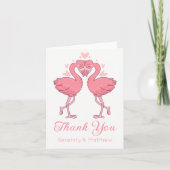 Pink Flamingos Tropical Beach Wedding Thank You サンキューカード (正面)