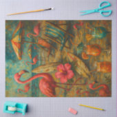 Pink Flamingos – Tropical Coastal Decoupage 薄葉紙 (クラフト)