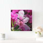 Pink Floral スクエア壁時計 (ホーム)