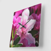 Pink Floral スクエア壁時計 (傾斜)