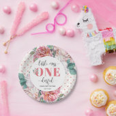 Pink Floral 1st Birthday ペーパープレート (パーティー)