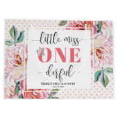 Pink Floral 1st Birthday  ラージペーパーバッグ (裏面)