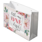 Pink Floral 1st Birthday  ラージペーパーバッグ (正面アングル)