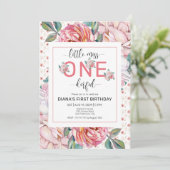 Pink Floral 1st Birthday Invitation 招待状 (スタンド正面)