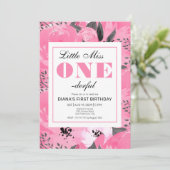Pink Floral 1st Birthday Invitation 招待状 (スタンド正面)