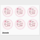 Pink Floral 1st Birthday Sticker ラウンドシール (シート)