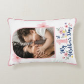  Pink Floral 1st Mother's Day Custom Keepsake アクセントクッション (正面)