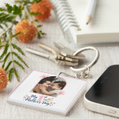  Pink Floral 1st Mother's Day Custom Keepsake キーホルダー (正面右)