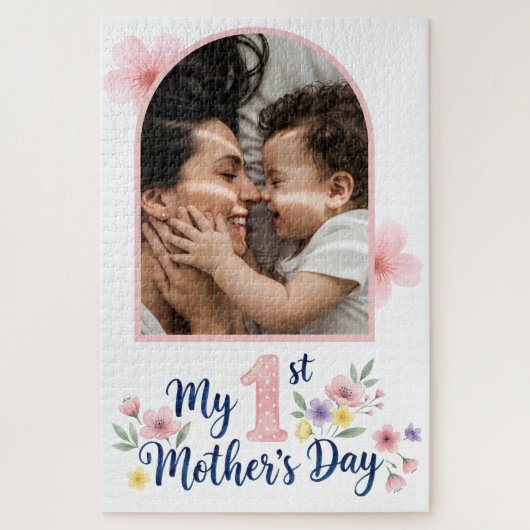  Pink Floral 1st Mother's Day Custom Keepsake ジグソーパズル (縦)