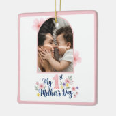  Pink Floral 1st Mother's Day Custom Keepsake セラミックオーナメント (左)